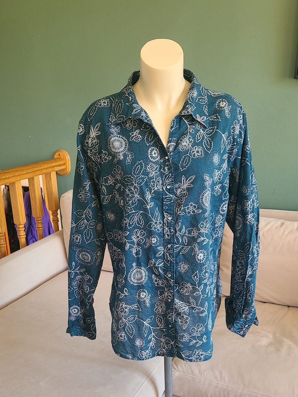 Columbia Women's Teal Floral Button-Up Shirt
